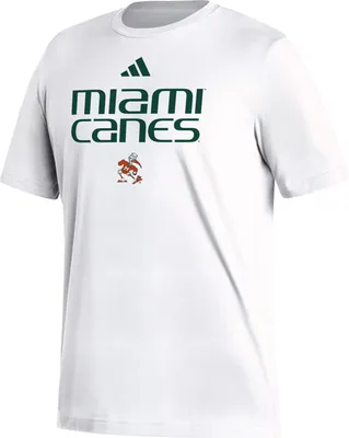 adidas Men's Miami Hurricanes White Wordmark Long Sleeve T-Shirt