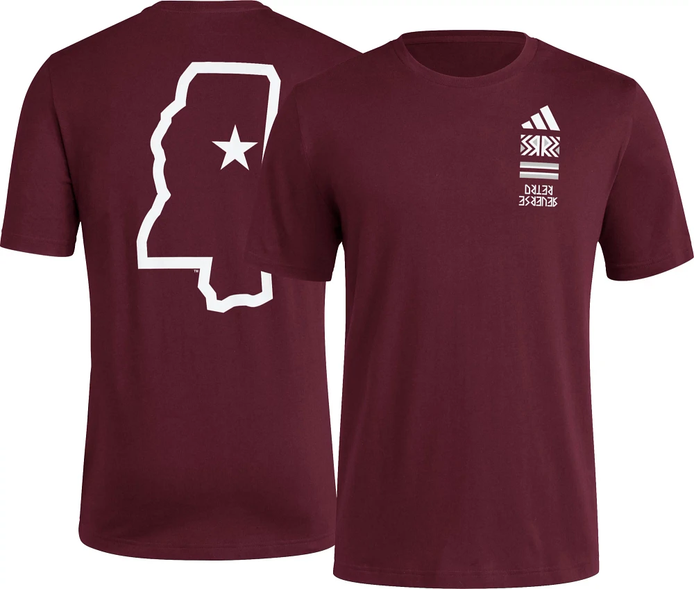 adidas Men's Mississippi State Bulldogs Dark Red Reverse Retro Basketball T-Shirt