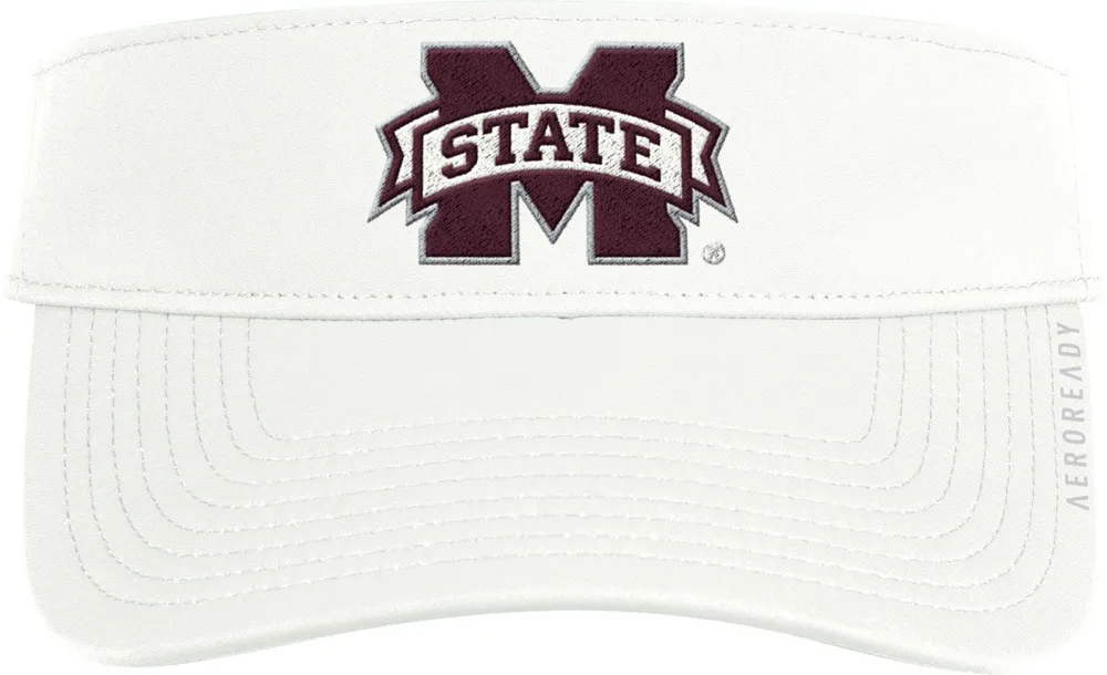 adidas Men's Mississippi State Bulldogs White Adjustable Coach Sideline Visor