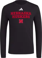 adidas Men's Nebraska Cornhuskers Black Wordmark Long Sleeve T-Shirt