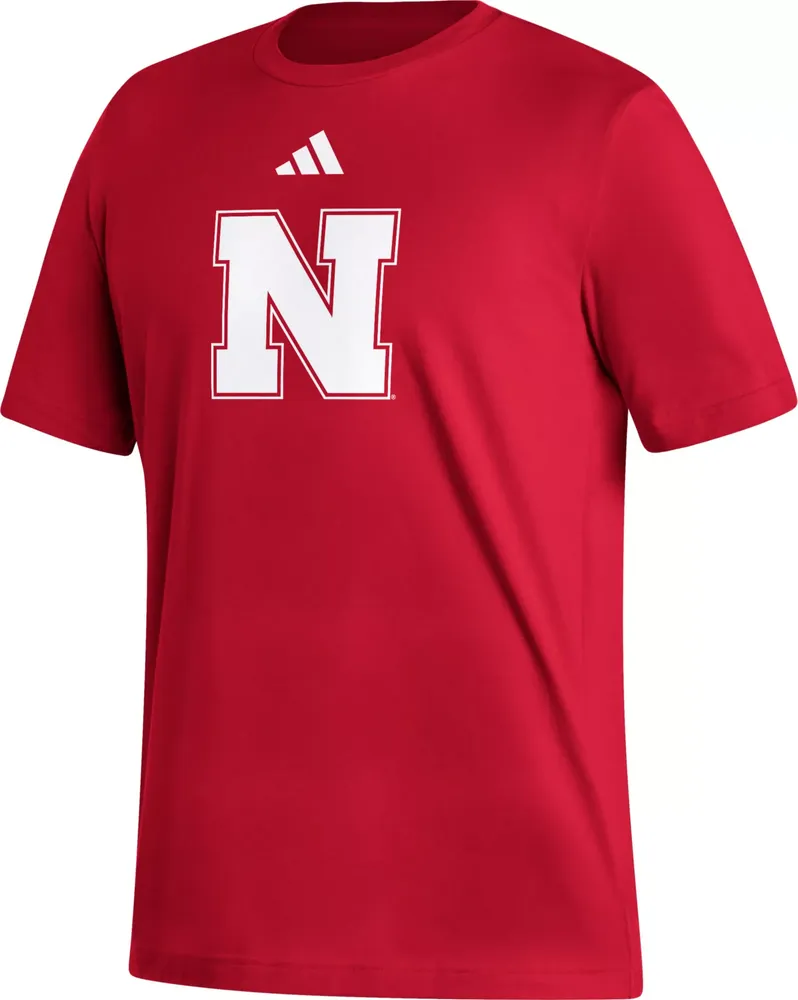 adidas Men's Nebraska Cornhuskers Scarlet Logo T-Shirt