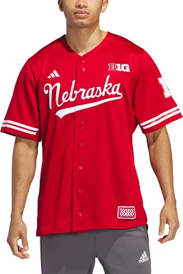 adidas Men's Nebraska Cornhuskers Medium Red Replica Baseball Jersey