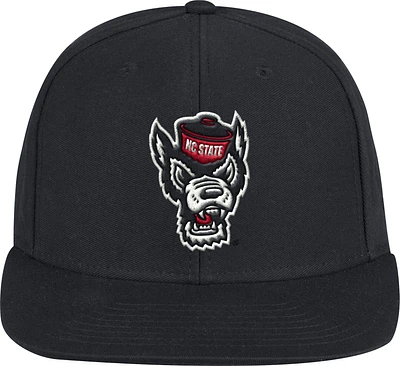 adidas Men's NC State Wolfpack Black Flat Brim Adjustable Snapback Hat