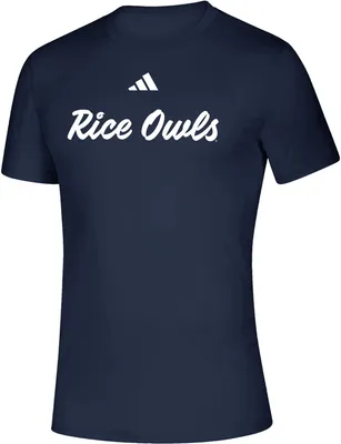 adidas Men's Rice Owls Blue Script T-Shirt