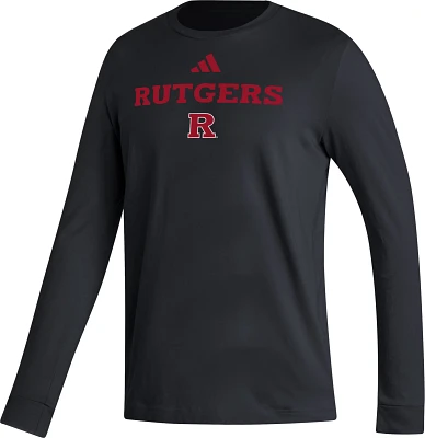 adidas Men's Rutgers Scarlet Knights Black Wordmark Long Sleeve T-Shirt