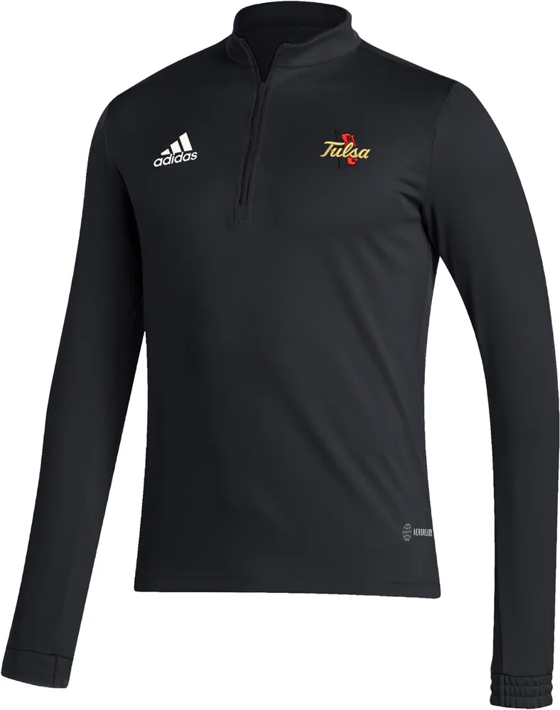 adidas Men's Tulsa Golden Hurricane Black Entrada 1/4 Zip Pullover