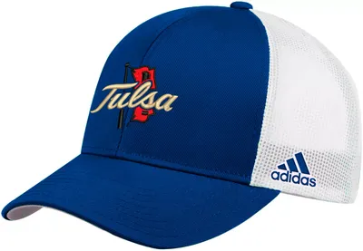 adidas Men's Tulsa Golden Hurricane Blue Structured Adjustable Trucker Hat