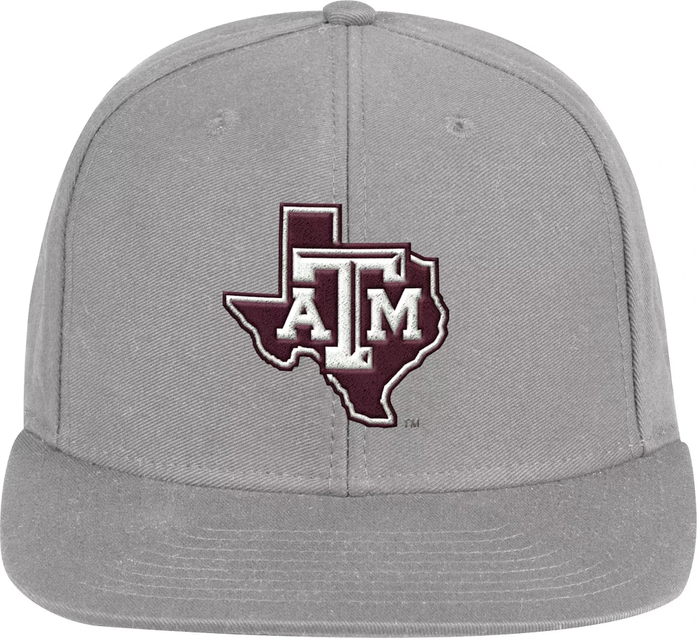 adidas Men's Texas A&M Aggies Grey Flat Brim Adjustable Snapback Hat