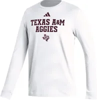 adidas Men's Texas A&M Aggies White Wordmark Long Sleeve T-Shirt