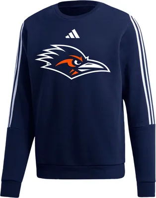 adidas Men's UT San Antonio Roadrunners Blue 3-Stripe Crew Pullover Sweatshirt