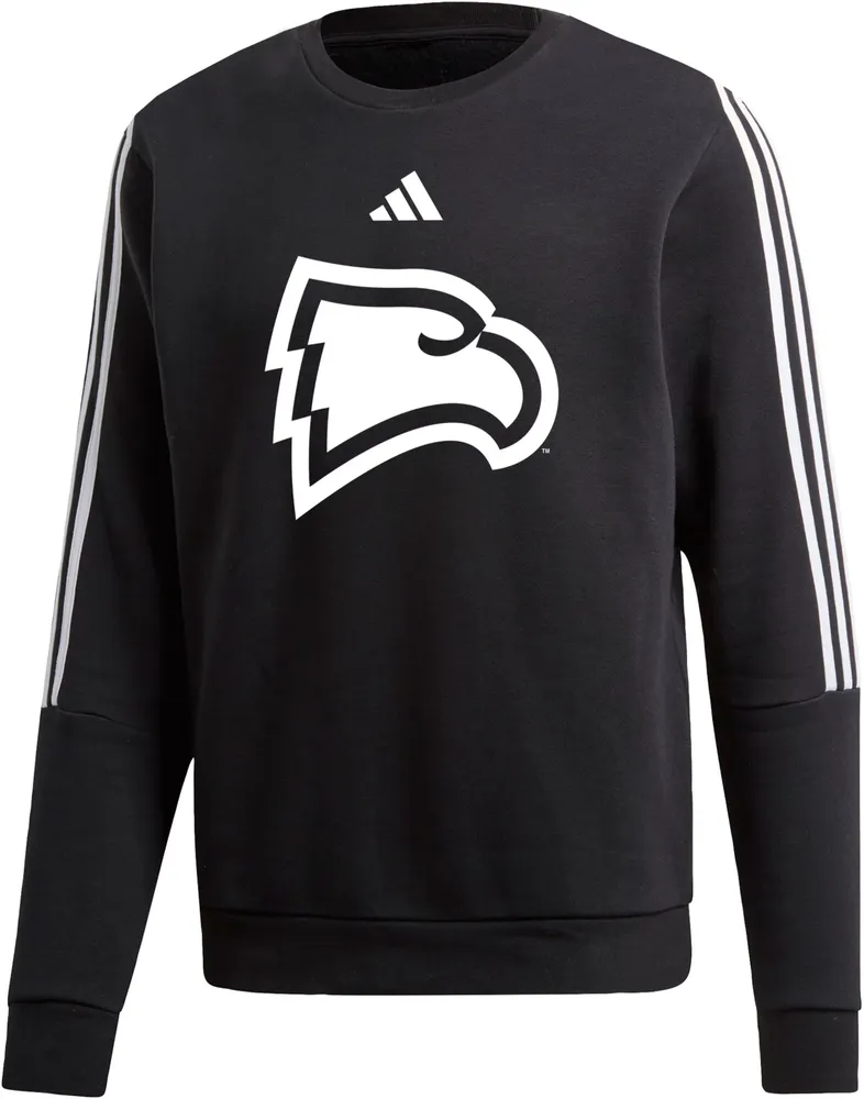 adidas Men's Winthrop  Eagles Black 3-Stripe Crew Pullover Sweatshirt