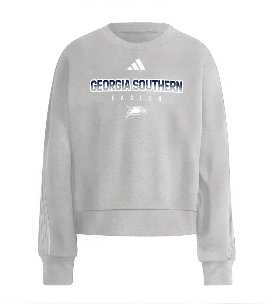 adidas Women's Georgia Southern Eagles Grey 3-Stripe Crew Pullover Sweatshirt