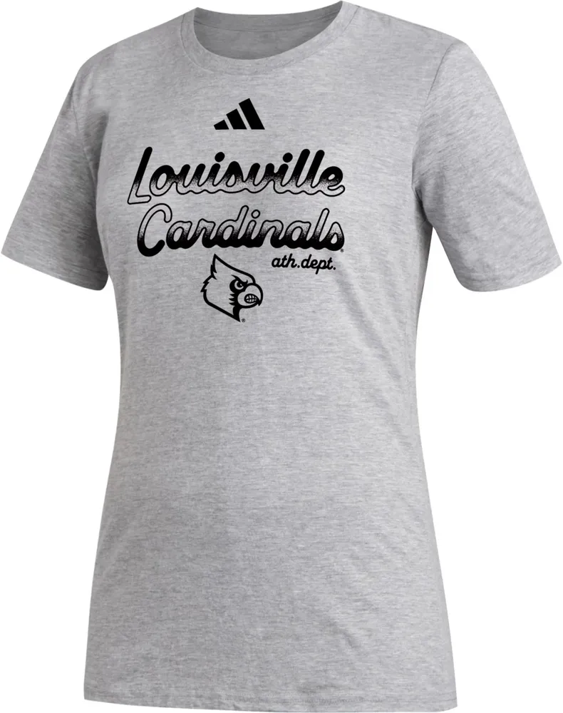 adidas Women's Louisville Cardinals Grey Outline T-Shirt