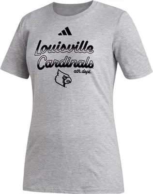 adidas Women's Louisville Cardinals Grey Outline T-Shirt