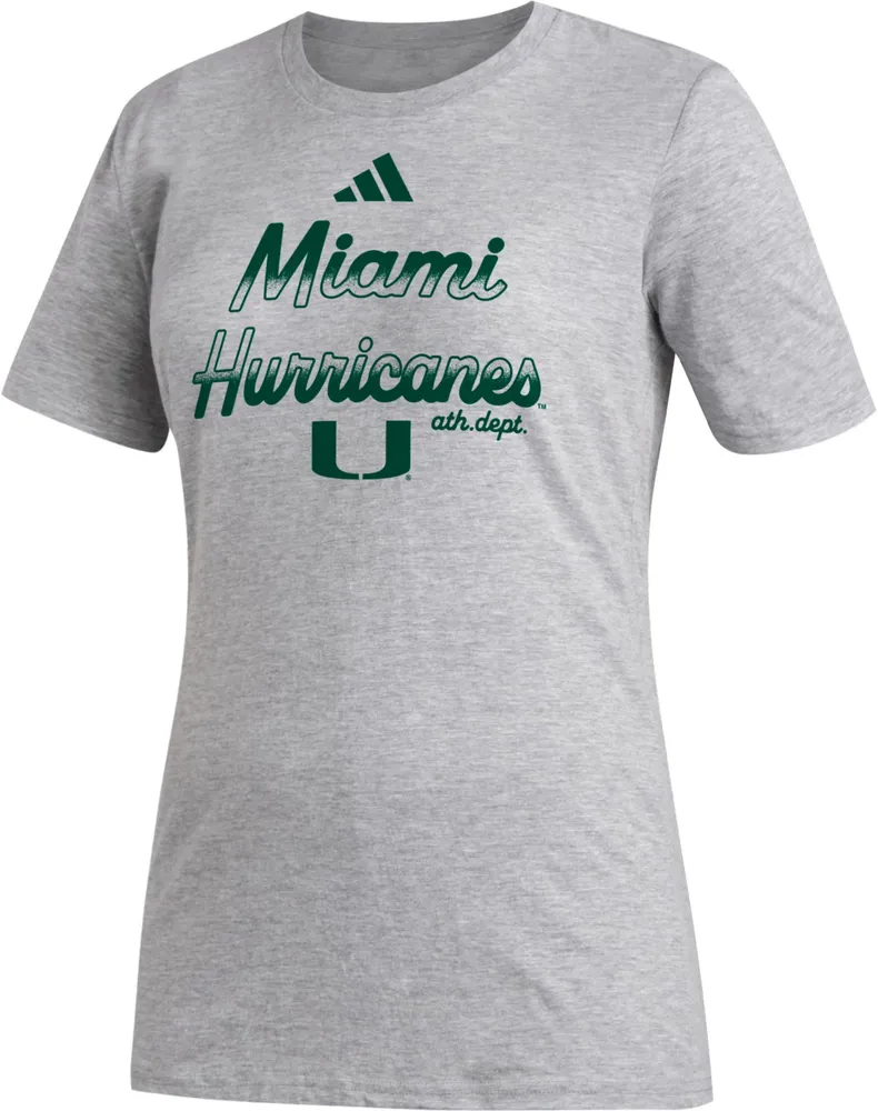 adidas Women's Miami Hurricanes Grey Outline T-Shirt