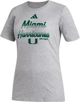 adidas Women's Miami Hurricanes Grey Outline T-Shirt