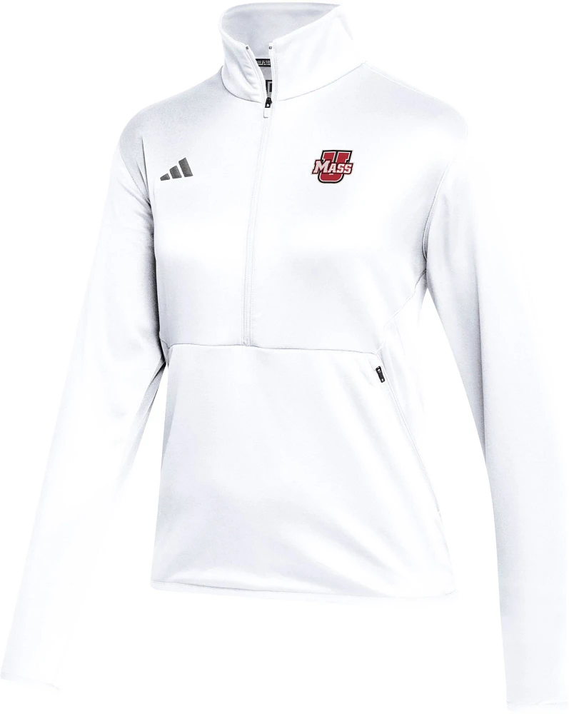 adidas Women's UMass Minutemen White Sideline 1/4 Zip Knit Jacket