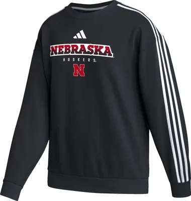 adidas Women's Nebraska Cornhuskers Black Oversize Pullover Fleece Hoodie