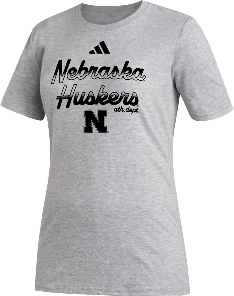 adidas Women's Nebraska Cornhuskers Grey Outline T-Shirt