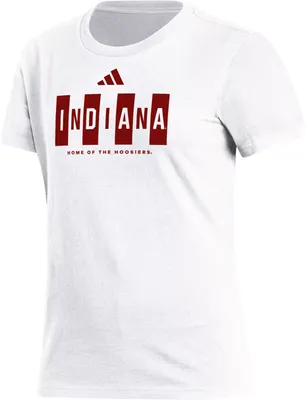 adidas Women's Indiana Hoosiers White Candy Stripe T-Shirt