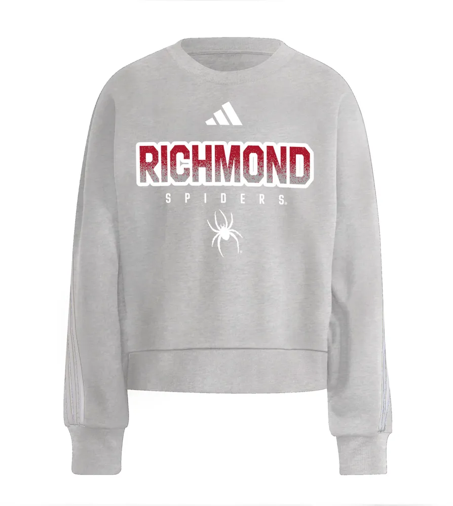 adidas Women's Richmond Spiders Grey 3-Stripe Crew Pullover Sweatshirt