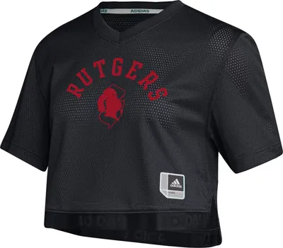 adidas Women's Rutgers Scarlet Knights Black Cropped Football Jersey