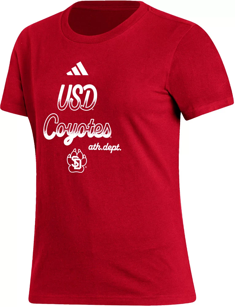 adidas Women's South Dakota Coyotes Red Amplifier T-Shirt