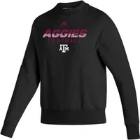 adidas Women's Texas A&M Aggies Football Black Crew Fleece Pullover Sweatshirt