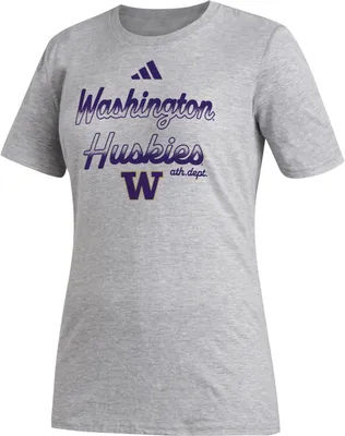 adidas Women's Washington Huskies Grey Outline T-Shirt