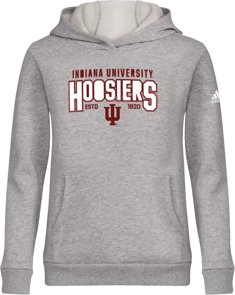 adidas Youth Indiana Hoosiers Grey Oversize Pullover Fleece Hoodie