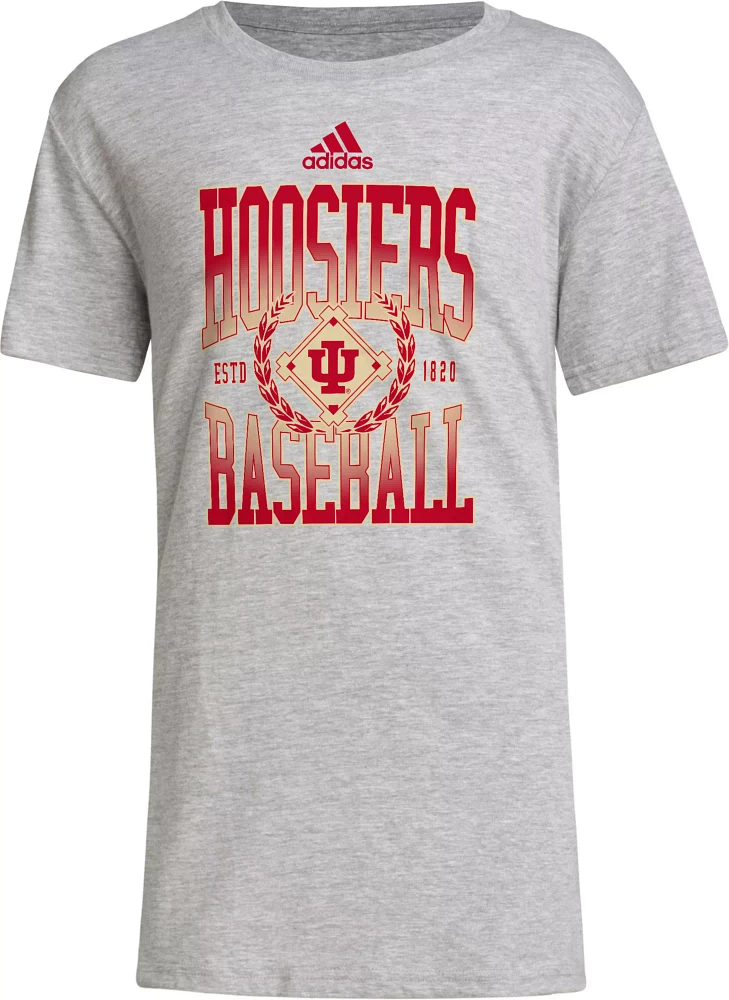 adidas Youth Indiana Hoosiers Medium Grey Dugout Baseball T-Shirt