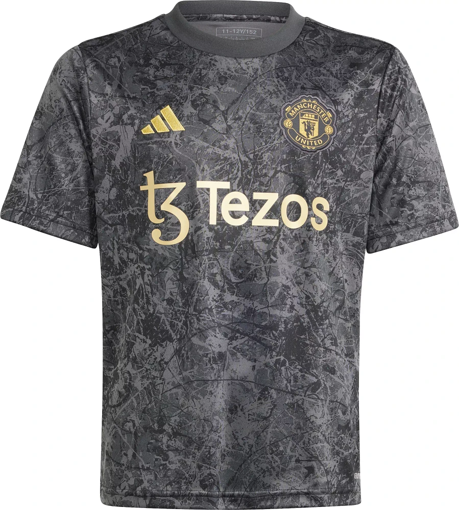 adidas Youth Manchester United 2024 Black Prematch Jersey