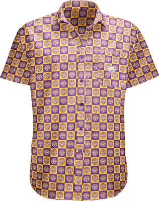 Dyme Lyfe Men's LSU Tigers Purple Logo Block Button-Up Shirt