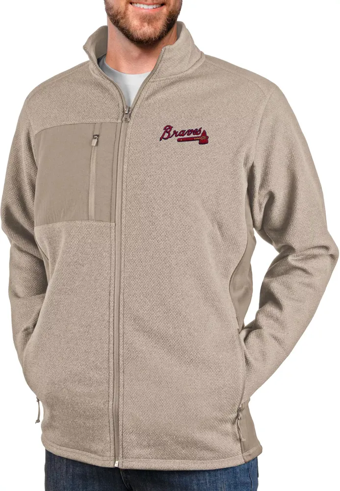 Antigua Men's Atlanta Braves Oatmeal Course Jacket