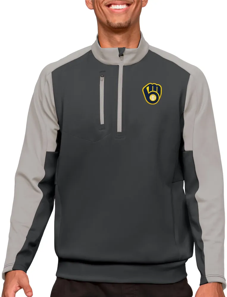 Antigua Milwaukee Brewers Carbon Team Pullover