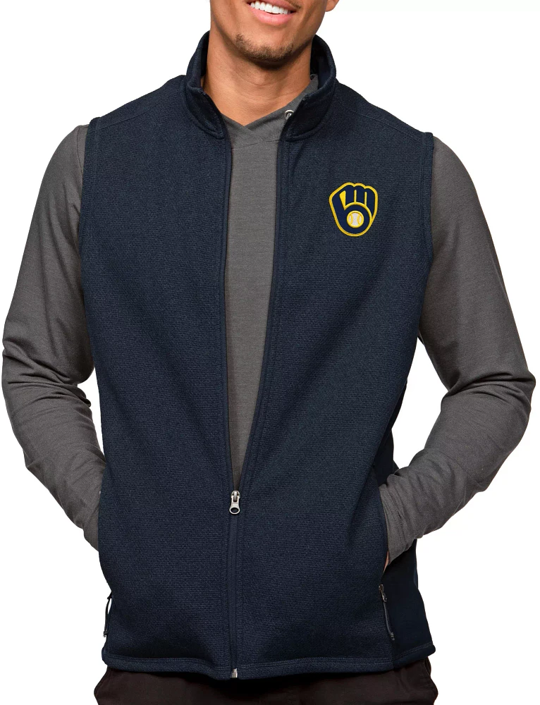 Antigua Men's Milwaukee Brewers Navy Course Vest