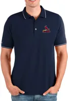 Antigua Men's St. Louis Cardinals Navy Affluent Pique Knit Polo