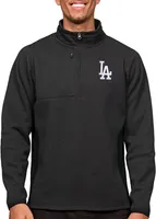 Antigua Men's Los Angeles Dodgers Black 1/4 Zip Course Pullover