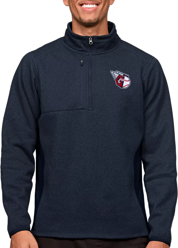 Antigua Men's Cleveland Guardians Navy 1/4 Zip Course Pullover