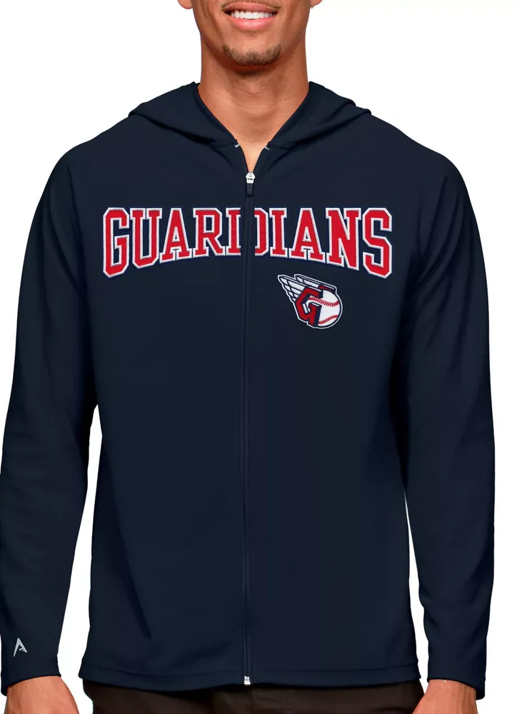 Antigua Men's Cleveland Guardians Navy Legacy Full Zip Hoodie