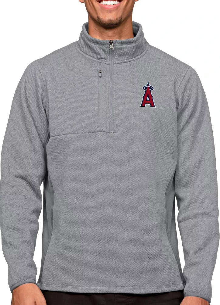 Antigua Men's Los Angeles Angels Gray 1/4 Zip Course Pullover