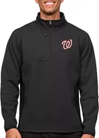 Antigua Men's Washington Nationals Black 1/4 Zip Course Pullover