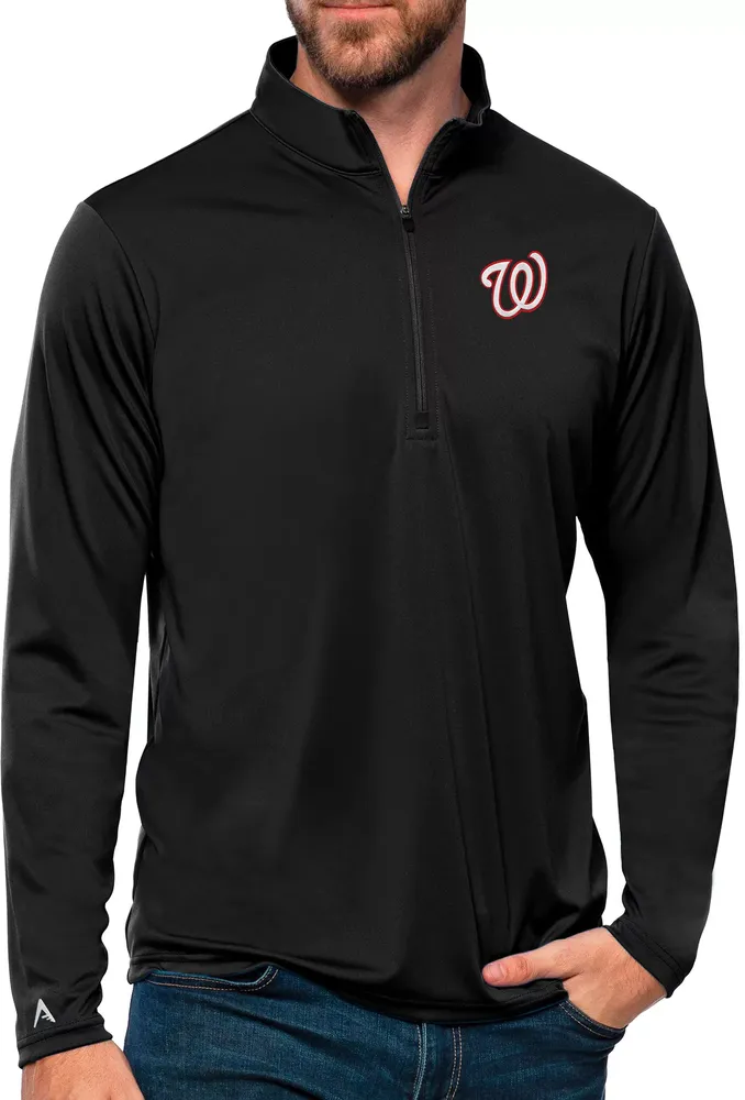 Antigua Women's Washington Nationals Black Tribute 1/4 Zip Pullover