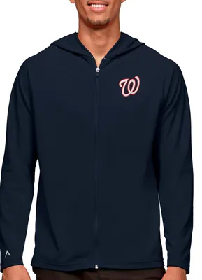 Antigua Men's Washington Nationals Navy Legacy Full Zip Hoodie