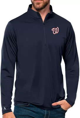 Antigua Men's Washington Nationals Navy Tribute 1/4 Zip Pullover