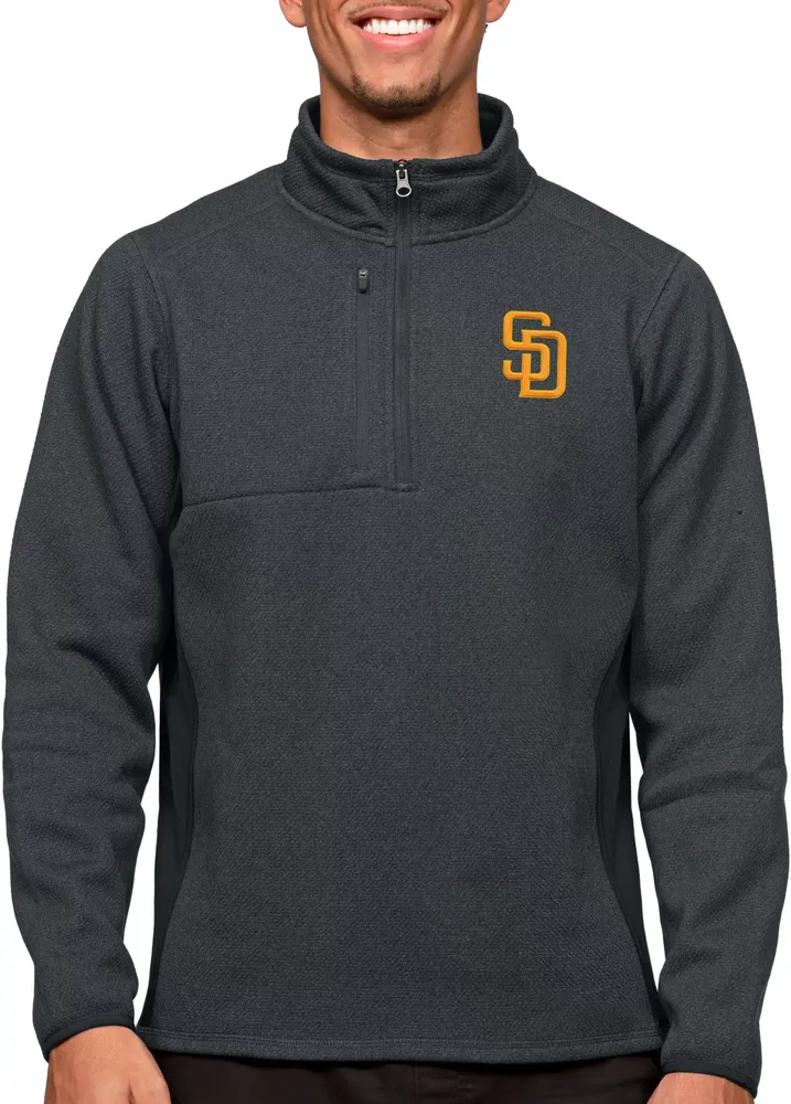 Antigua Men's San Diego Padres Charcoal 1/4 Zip Course Pullover