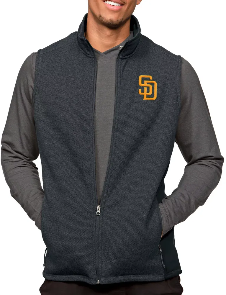 Antigua Men's San Diego Padres Charcoal Course Vest