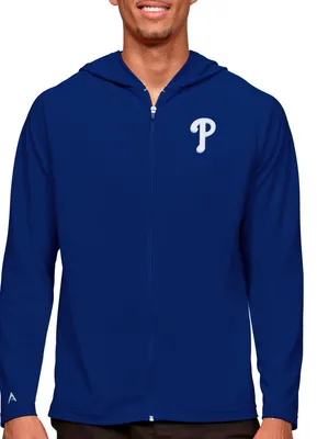 Antigua Men's Philadelphia Phillies Royal Legacy Full Zip Hoodie