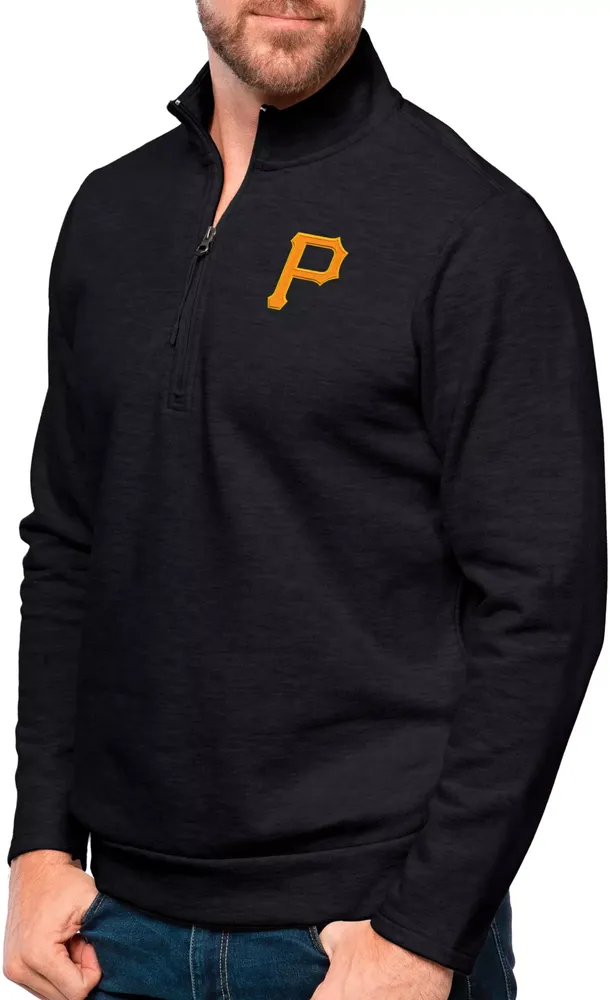 Antigua Men's Pittsburgh Pirates Black Gambit 1/4 Zip Pullover