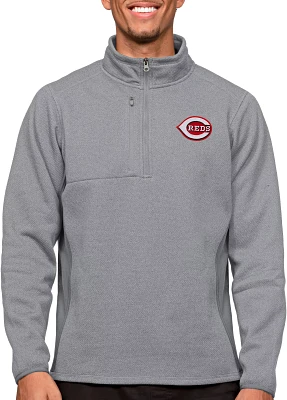 Antigua Men's Cincinnati Reds Gray 1/4 Zip Course Pullover